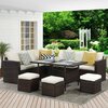 Moootto 7-Pieces PE Rattan Wicker Patio Dining Sectional Cusions Sofa Set TBZOKX-016BNHY